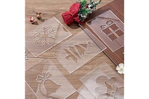 INFUNLY 8PCS Christmas Acrylic Router Template 7.8 x 5.5 mas Tree Clear Acrylic Template Snowflakes Gifts Carving Template for Woodworking Curvy Tracing Stencils Router Guide Tool for DIY Craft