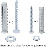 DDHOMIN 12 Pcs Masonry Screw Set M8 with Expansion Plugs Washers Heavy Duty view 6