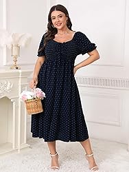 SCOMCHIC Women Plus Size Summer Dress Puff Short