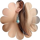 Iaceble Vintage Turquoise Earrings Dangle Natural Blue Stone Earrings Turquoise Drop Earrings Boho Silver Turquoise Earrings Jewelry for Women