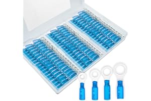 120 PCS Heat Shrink Wire Connectors, 14 16 AWG Ring Terminals, 14 16 Gauge Automotive Marine Ring Connectors by Housun