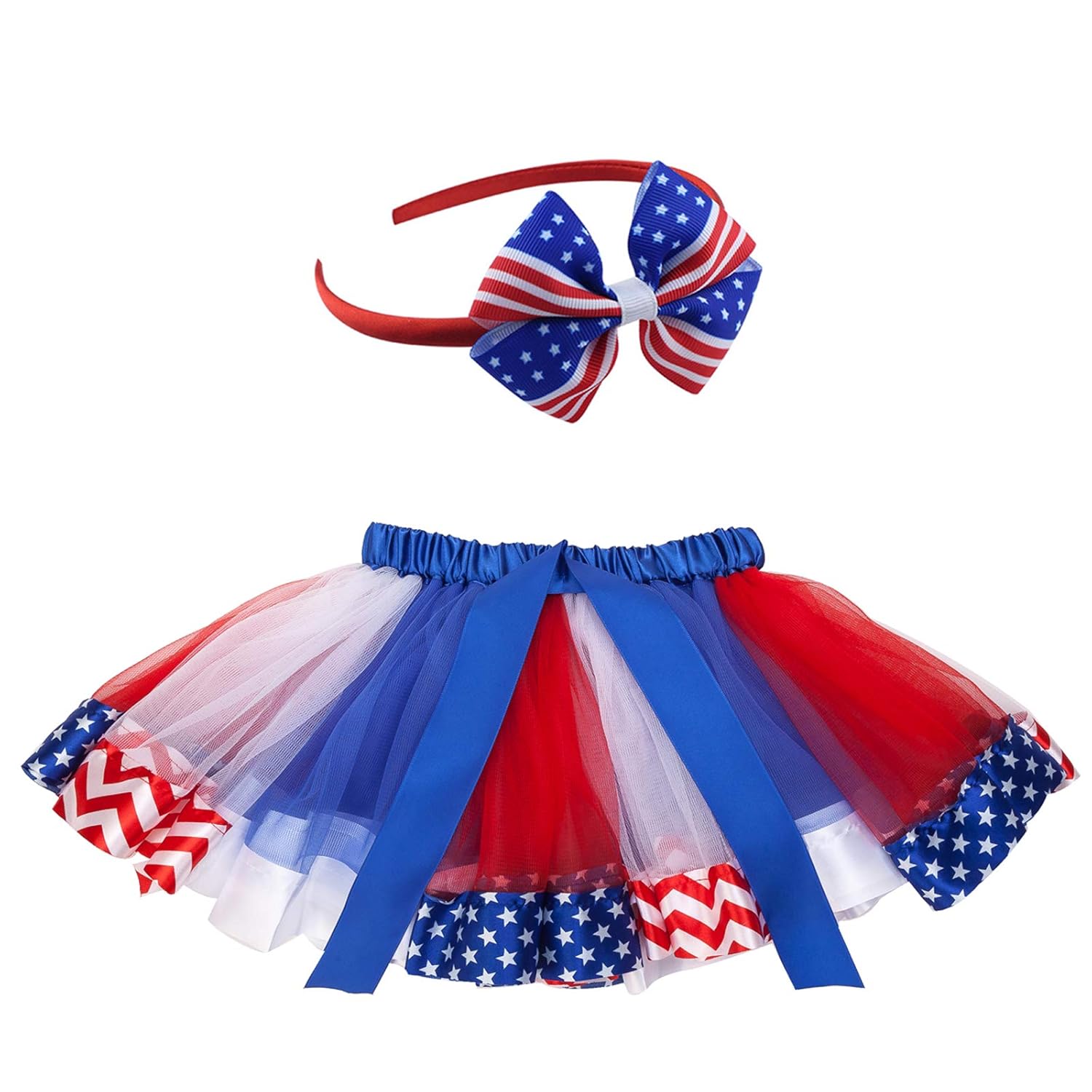 LERTREE Independence Day July 4th American Flag Tutu Tulle Skirts Fancy