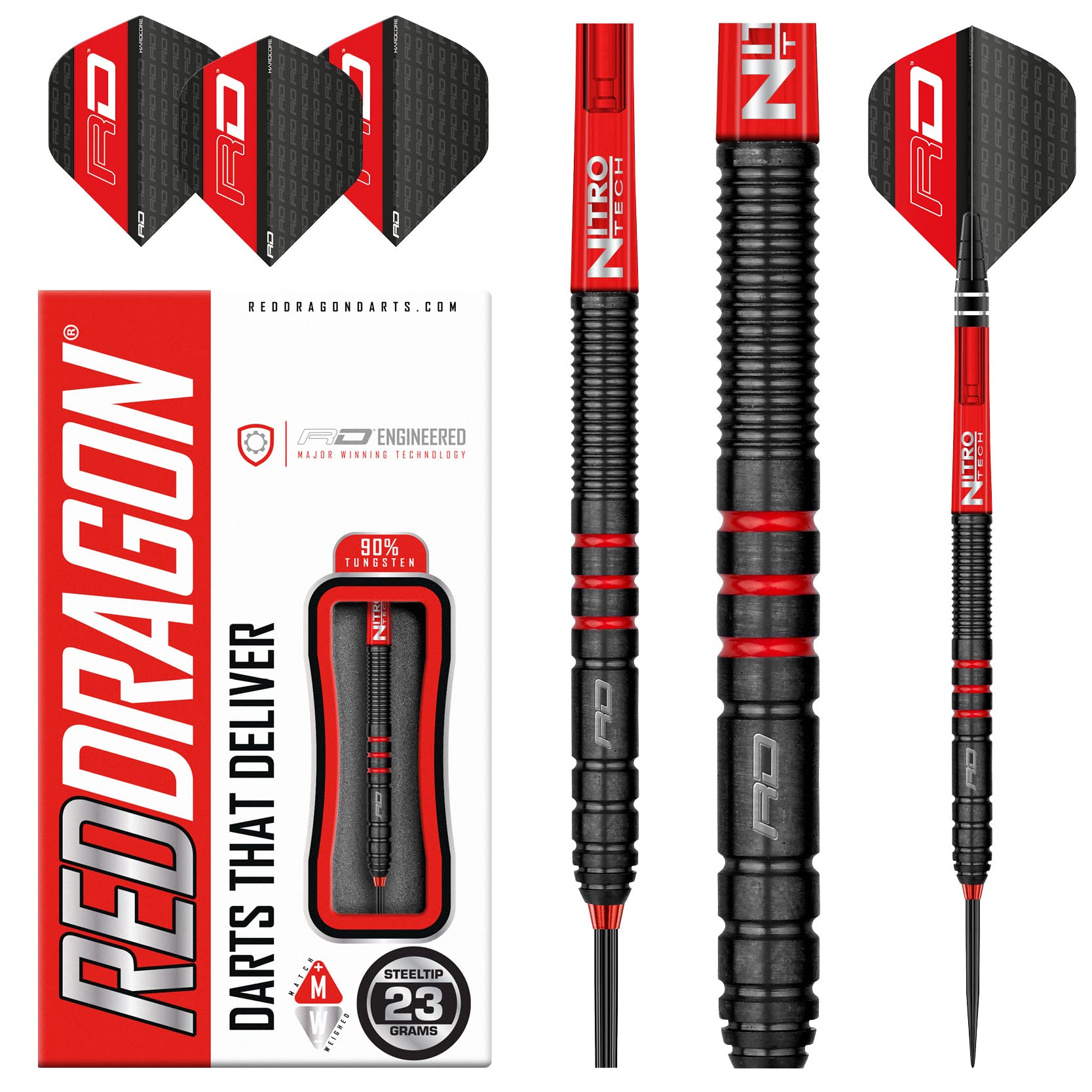 RED DRAGON Milano RS 23g Tungsten Darts with Flights and Stems