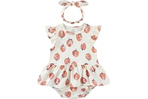 ZAVBABY Baby Girl Clothes Summer Ruffled Sleeve Romper Dresses Infant Outfit Set