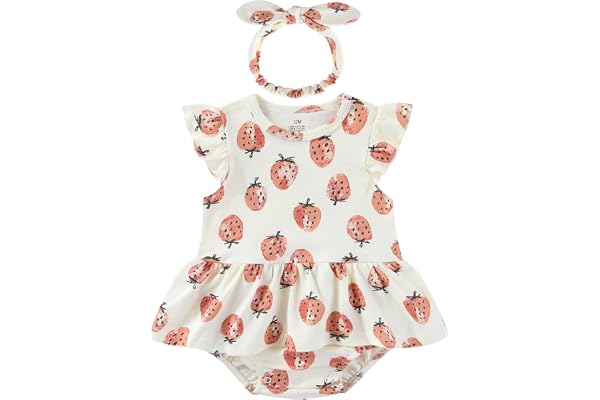 ZAVBABY Baby Girl Clothes Summer Ruffled Sleeve Romper Dresses Infant Outfit Set