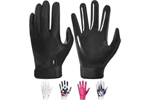 RIGWARL Football Gloves Adult Men, Youth Kids Football Gloves with Super Sticky Grip, Receiver Glove Best Gift for Adult Youth Kids Boys 8-12