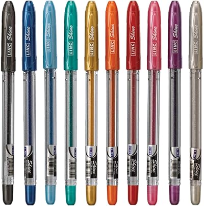 Linc Shine Sparkle Glitter Gel Pens 0.7mm 10 Colours