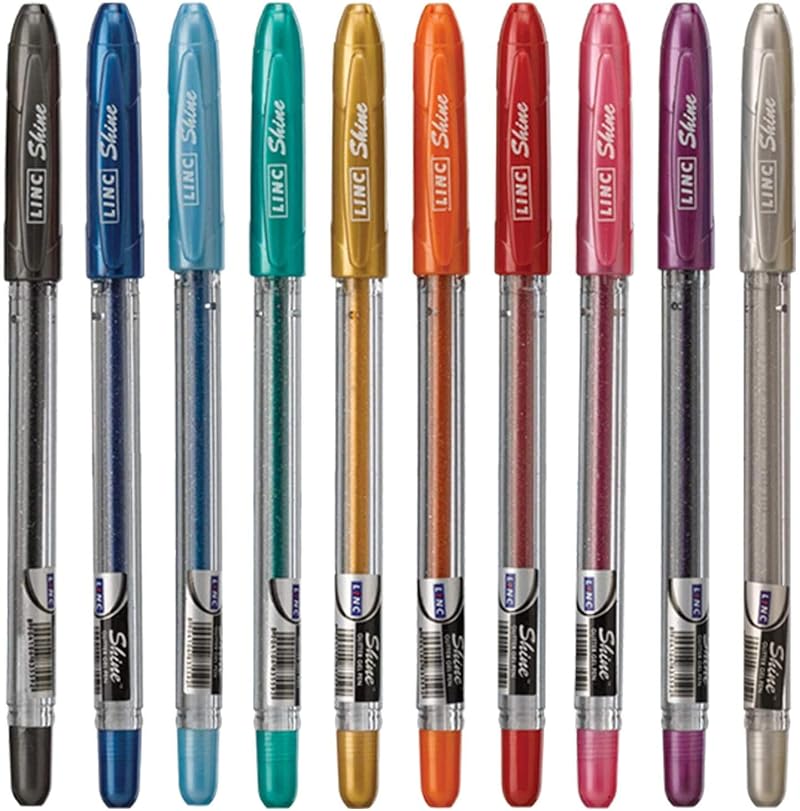 Linc Shine Sparkle Glitter Gel Pens 0.7mm 10 Colours