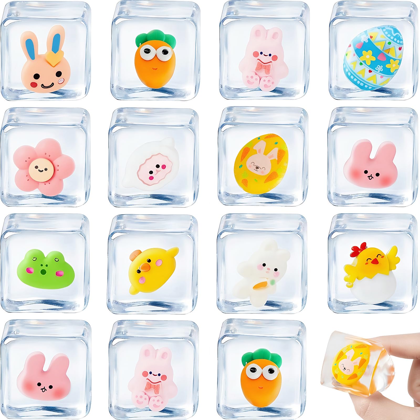 Canscci 12 Pack Easter Cube Squishy Squeeze Toys, Easter Basket Stuffers, Easter Egg Fillers, Squishies Stress Relief Fidget Toys for Kids Boys Girls Toddlers Party Favors Gifts