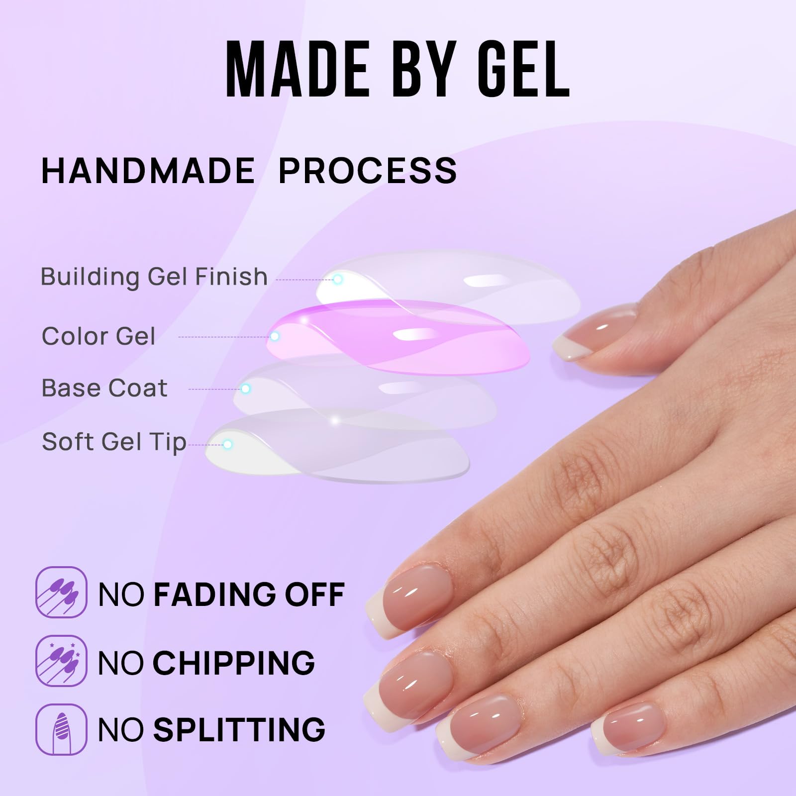 BTArtbox Press on Nails Square - French Tip Press On Nails Short, Seamless Fit Glue on Nails for Nail Art Manicure, 15 Sizes, French Girl - Image 4