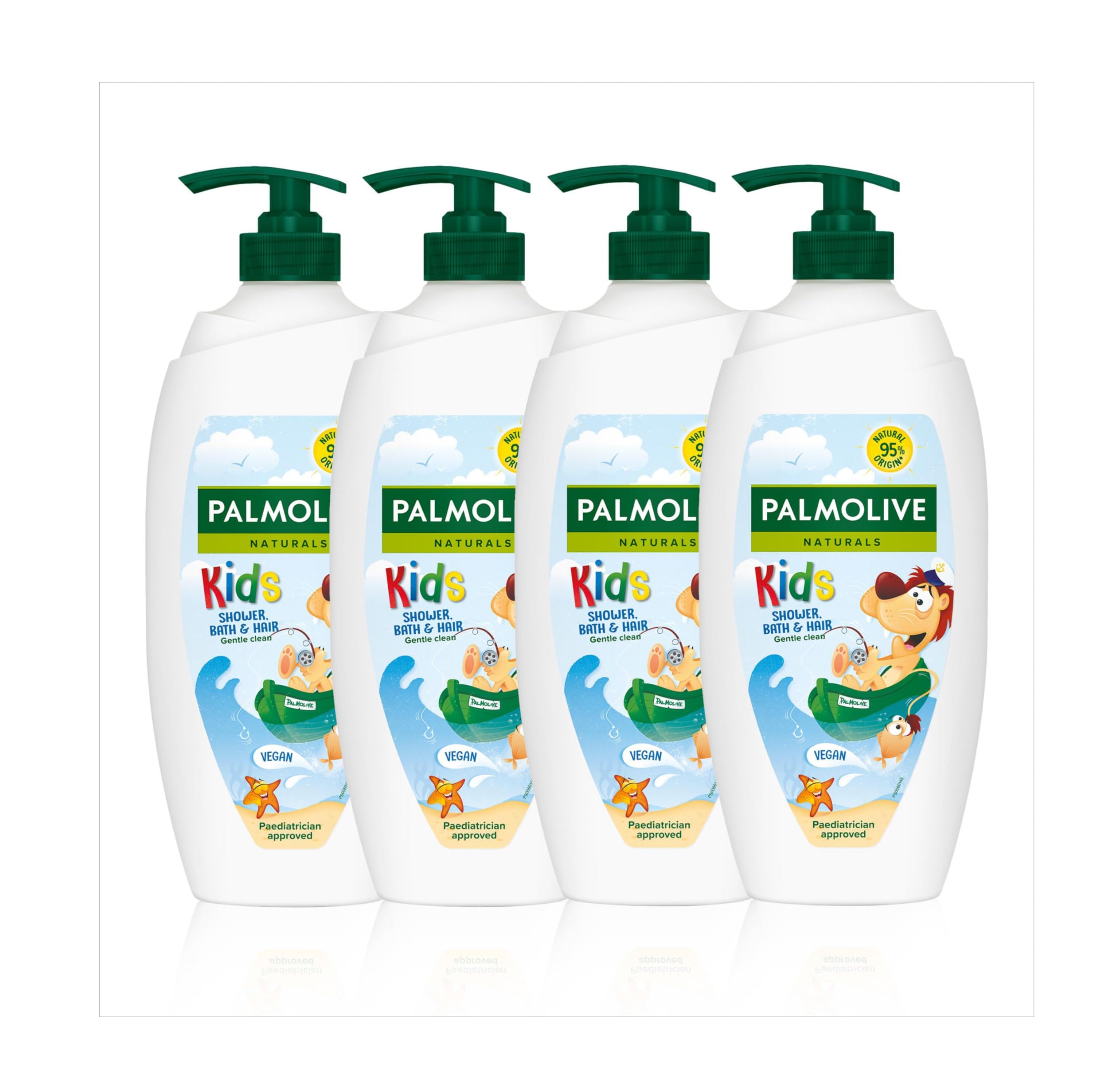 Palmolive Naturals Kids Shower Gel 4x750ml pump vitamin E body wash to nourish skin, leaves skin feeling soft, with plant-based almond milk, ingredients of 95% natural origin*