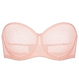 DOBREVA Women's Mesh Strapless Bra Sheer Unlined