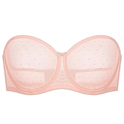 DOBREVA Women's Mesh Strapless Bra Sheer Unlined