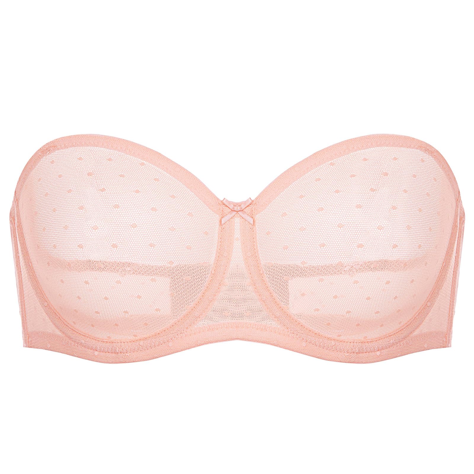 DOBREVA Women's Mesh Strapless Bra Sheer Unlined
