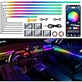 Dreamcolor Acrylic Interior Car LED Strip Light with Wireless APP, RGB 6 in 1 with 175 inches 593 LEDs Fiber Optic Strip Ligh