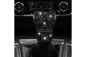 PACLVIO Bling Auto Gear Shift Knob Cover, Car Knob Gear Stick Protector, Auto Shift Gear Cover with Crystal Glitter Bling Rhinestones, Universal Vehicle Decoration Accessories for Women (Black)