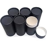 Empty Cardboard Deodorant Containers - Push-up style, top-fill, reusable and biodegradable 3.0 oz (6-Pack, Black)