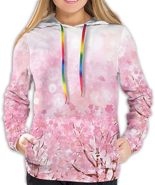 Women's Hoodies Tops,Japanese Cherry Blossom Sakura Tree with Romantic