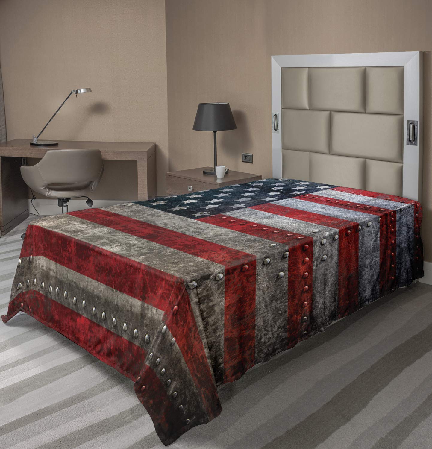 Ambesonne American Flag Flat Sheet, Royalty Flag