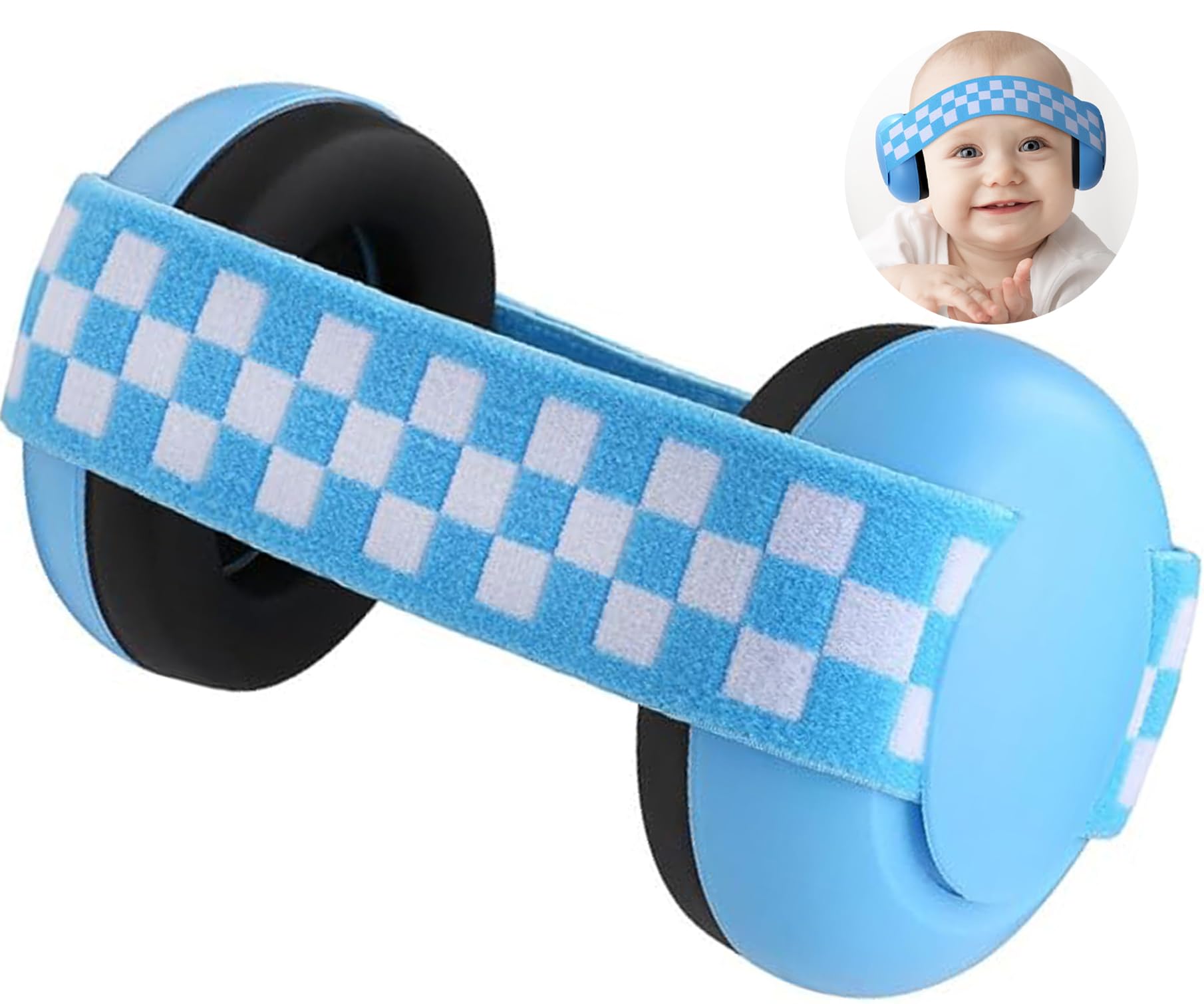 GUKOY Baby Ear Defenders, Infant 2-36 Months Noise Cancelling Headphones, Toddler Newborn Hearing Protection with Adjustable Headband (Blue)