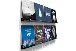 Adeptus Mechanicus 12-inch Vinyl Record Wall Mount, 8 Pack Acrylic Black Album Record Holder Display, Kids Bookshelf, Collector's Item