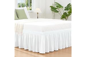 Vocander Cache-sommier blanc pour grand lit de 40,6 cm de hauteur, facile à enfiler, élastique enveloppant autour de la pouss