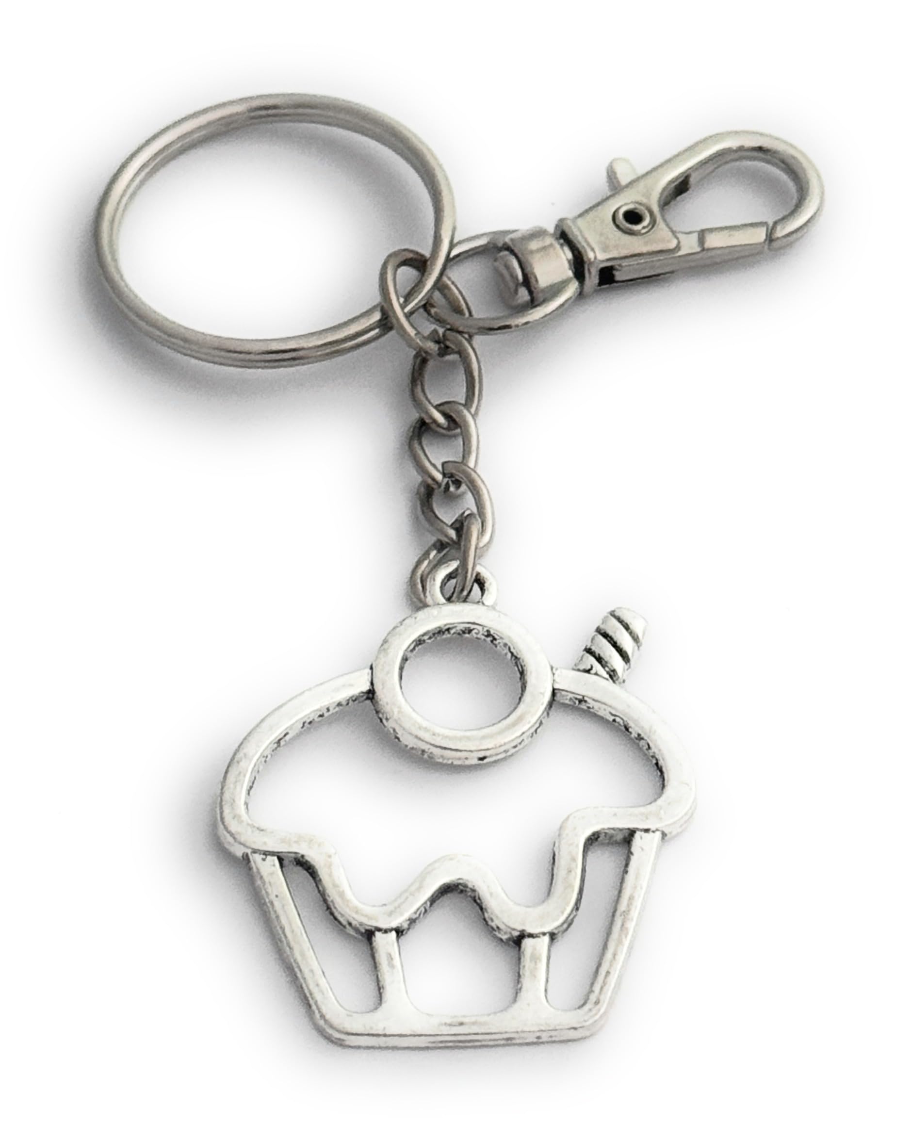 FizzyButton Gifts Cupcake Muffin Keyring Key Ring With with Silver Tone Keychain and Lobster Clasp