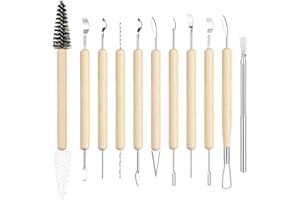 UUSYCUN 11PCS Wooden Clay Tool Set, Double-Head Ceramic Modeling Tool, Pottery Sculpting Tools for Carving, Molding, Cutting, Trimming, Pottery Wheel, Crafting Supplies, Beginners, Adults, Students
