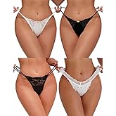 Lncozun Sexy Lace G-String Thongs for Women Cheeky Panties Underwear Stretch T-back Tangas Low Rise Lingerie Briefs