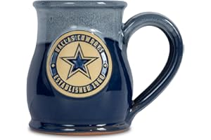 Greater Distance NFL Football Dallas Cowboys 14 oz Two-Tone Tall Belly Mug, Handmade Large Ceramic Coffee Mug With Team Logo for True Fans, Premium Deneen Pottery Made in USA
