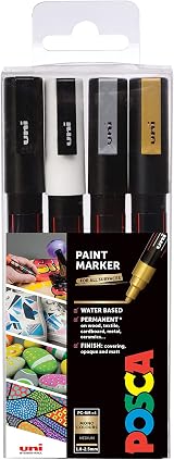 Posca Pens PC-3M Fine Acrylic Colour Permanent Paint Markers 4 Pack