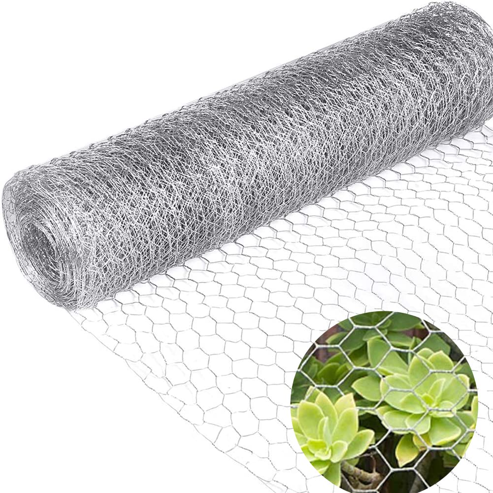 DEARLIVES Chicken Netting Roll, 35cm x 10m Galvanized Metal Hexagonal Fencing, Florist Mesh for DIY Craft and Home Decoration, T-09