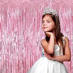 HalloweenDecorate 4 Pack Pink Foil Fringe Curtain