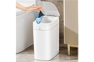 MOPALL Bathroom Trash Can with Lid, Motion Sensor Trash Can Automatic Touchless, 3.5 Gallon Smart Garbage Can with Lid,Auto-Adsorption Slim Small Waste Basket for Bedroom,Bathroom,Kitchen