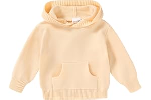 YOUNGER STAR Toddler Baby Girl Boy Knit Sweater Hooded Long Sleeve Sweatshirt Tops Fall Winter Clothes with Pocket