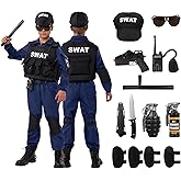 Spooktacular Creations 17 Pcs SWAT Police Costume for Boys, Kids Police Outfit Set, Halloween Dress Up Clothes for Cosplay