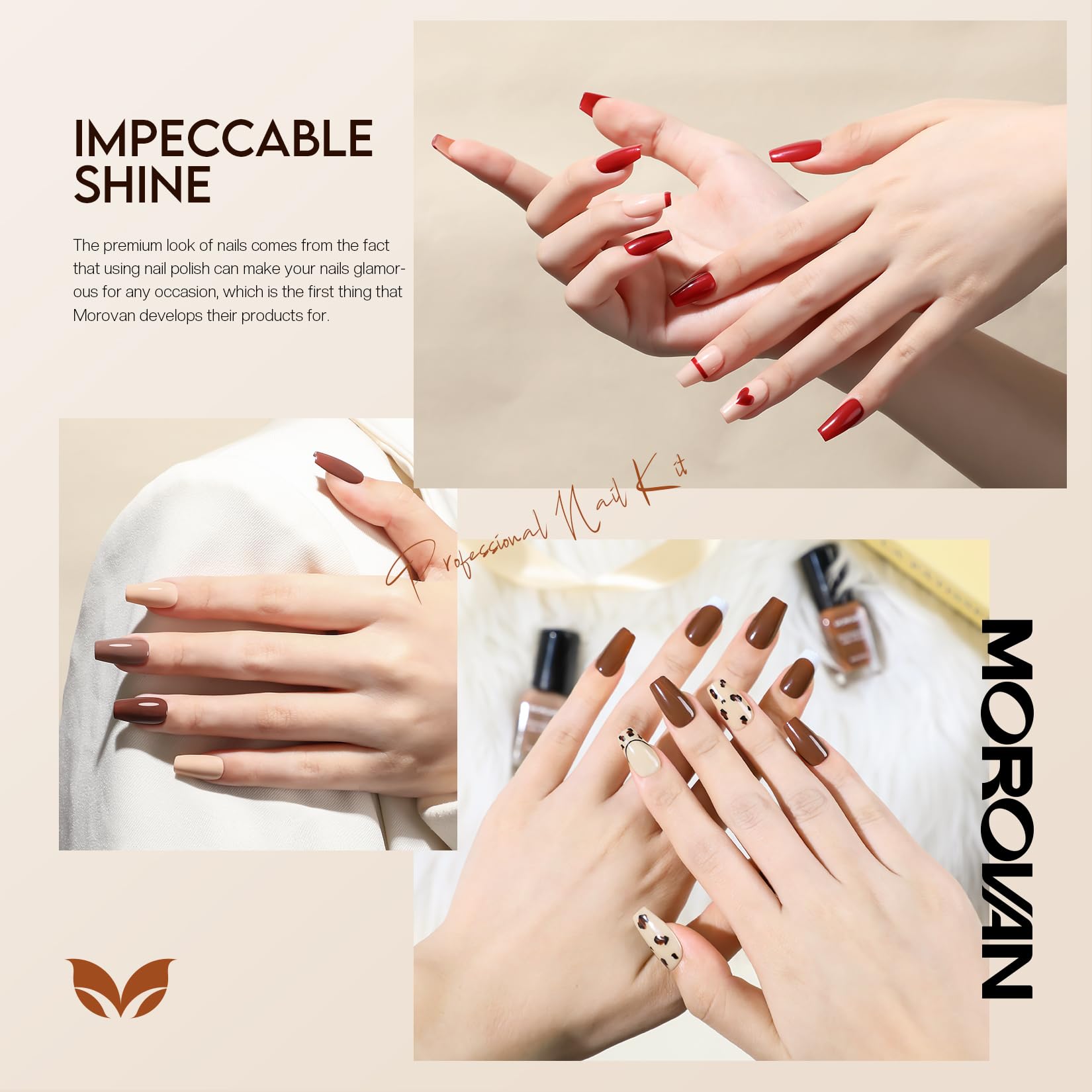 Morovan Brown Nail Polish Set: Fall Winter Nude Nail Polish Kit Regular Air Quick Dry Fingernail Polish Pack for Women Nail Art Design Gift Holiday Party - Image 4