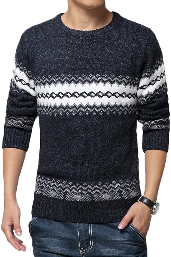 Amazon メンズ ゴルフウェア 長袖 セーター ニット 総柄 クルーネック セーター Uネック ニットセーター クルーセーター 男性用 インナー リブニット お兄系ニット カジュアル 防寒 Live Shop L セーター 通販