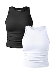 OQQ Women's 2 Piece Tank Tops Crew Neck Sleeveless