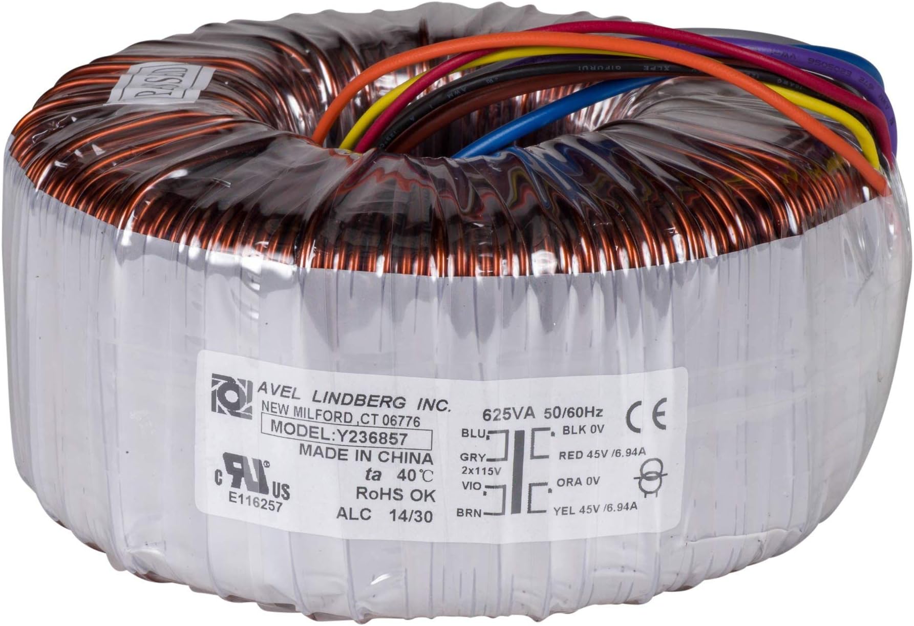 Avel Y236857 625VA 45V+45V Toroidal Transformer