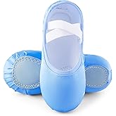 TRIPLE DEER Ballet Shoes for Girls, Satin Dance Practice Slippers Split Soft Leather Flat Sole Yoga Gymnastics Shoes (Toddler/Little/Big Kid)