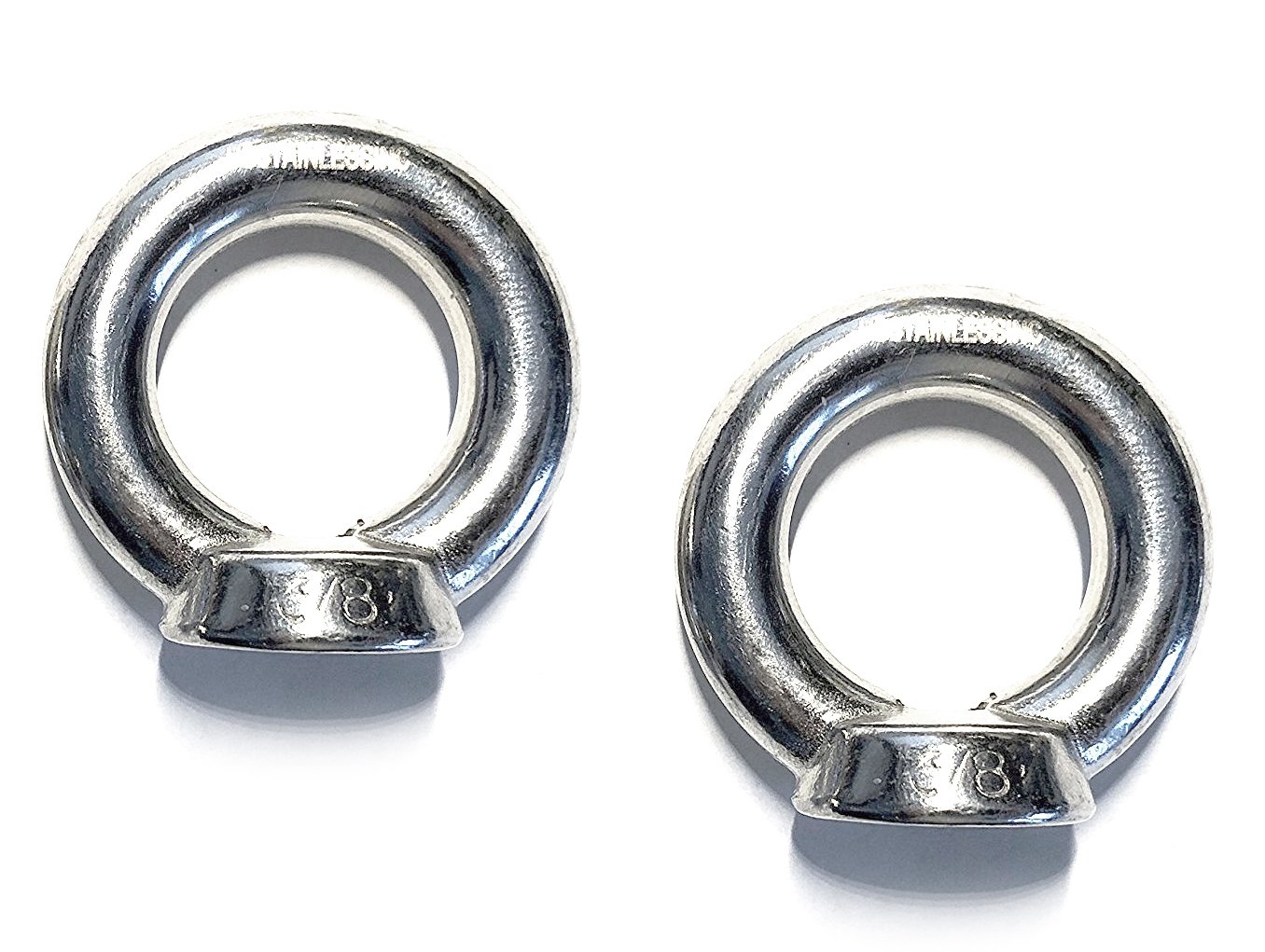 2 Pieces Stainless Steel 316 Lifting Eye Nut 3/8 UNC Heavy Duty Marine Grade