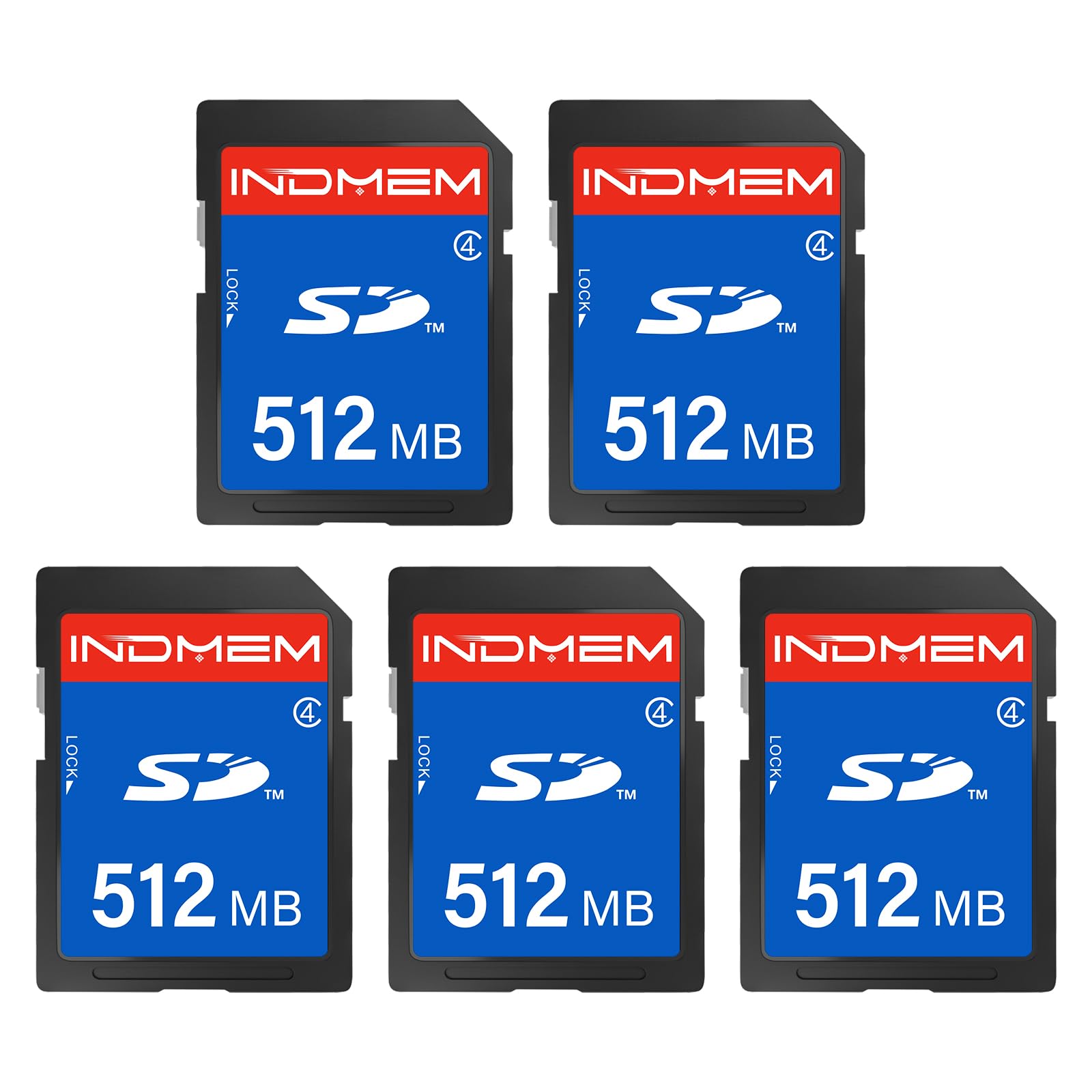 Photo 1 of 512MB SD Card (5 Pack), SDHC Flash Memory Cards UHS-I U1 Class 4 High-Speed Full HD Video Compatible with Digital Point-and-Shoot Cameras, HD Camcorders, DSLR and PC