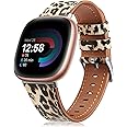 Fintie Bands Compatible with Fitbit Versa 4 3 / Sense 2 1, Genuine Leather Band Replacement Accessories Strap Wristband