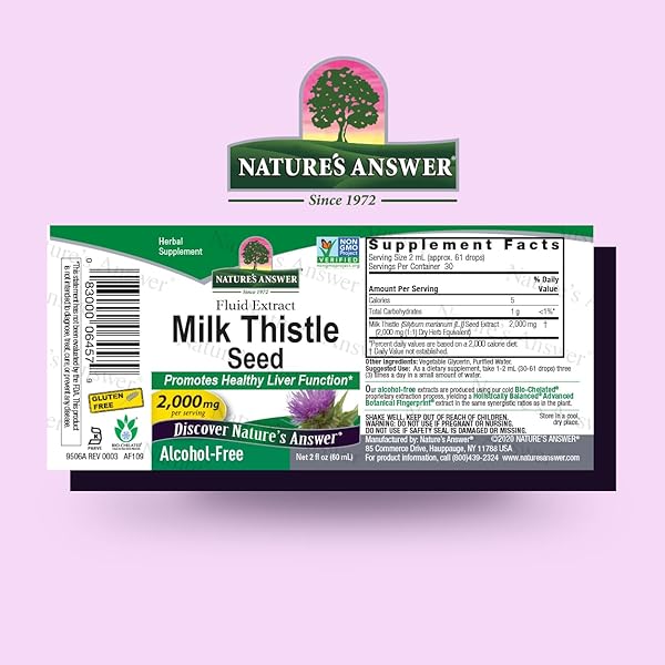 NATURE’S ANSWER MILK THISTLE 2 OUNCE EXTRACT – ALCOHOL FREE, NON GMO, LIVER SUPPORT SUPPLEMENT FOR EVERYONE – LIVER DETOX, MADE IN USA