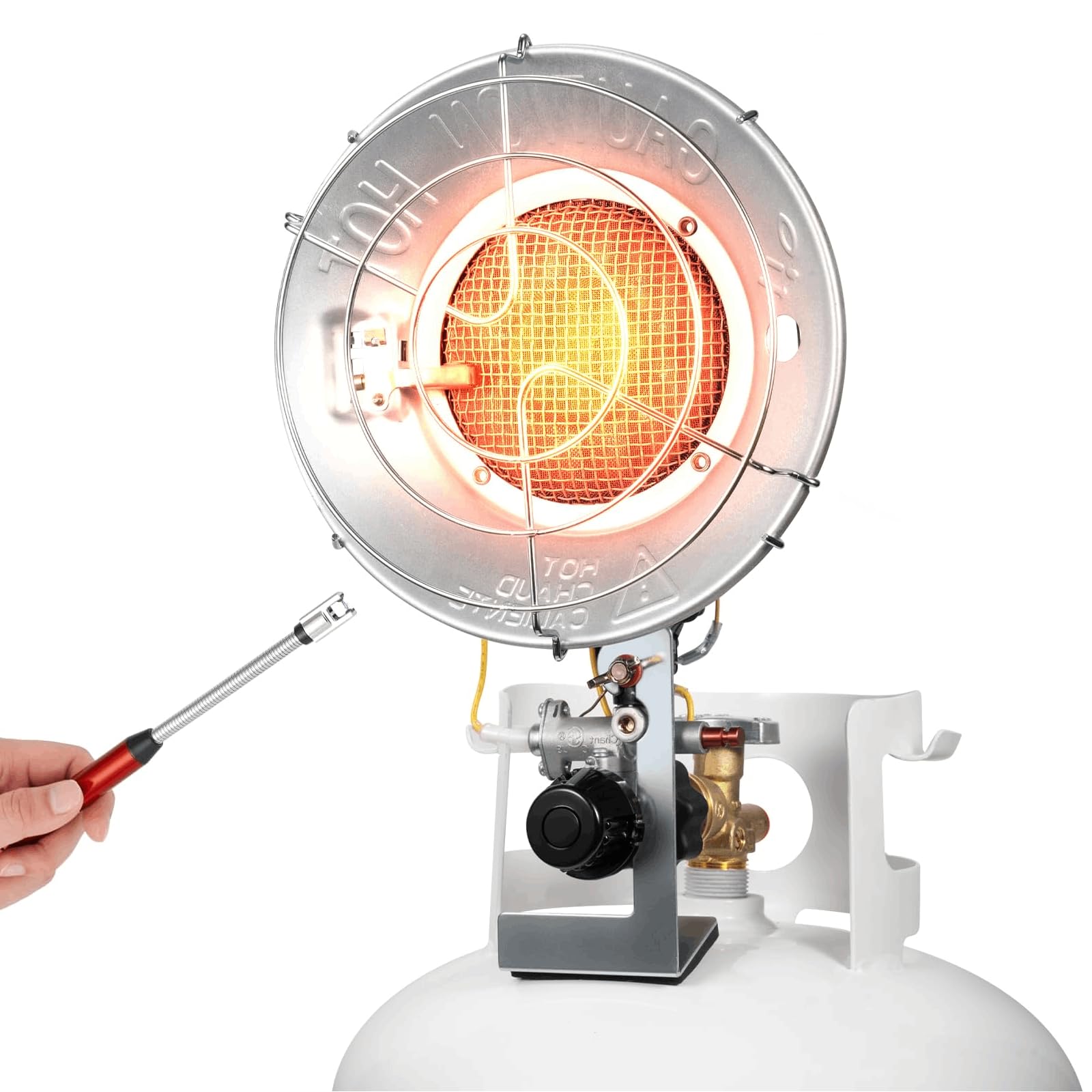 Photo 1 of GasBRUH Single Tank Top Propane Radiant Heater With Windproof Lighter,18,000 BTU Portable Propane Heater with 3 Heating Modes, Tip-over Switch and Shut-off Valve for Camping, Patio, Backyard, RV