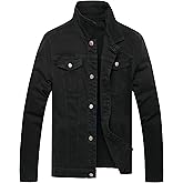 BULUWIE Denim Jacket Men,Men's Stretch Slim Fit Jean Jacket,Classic Ripped Trucker Denim Coat,Men Fashion Outdoor Jacket