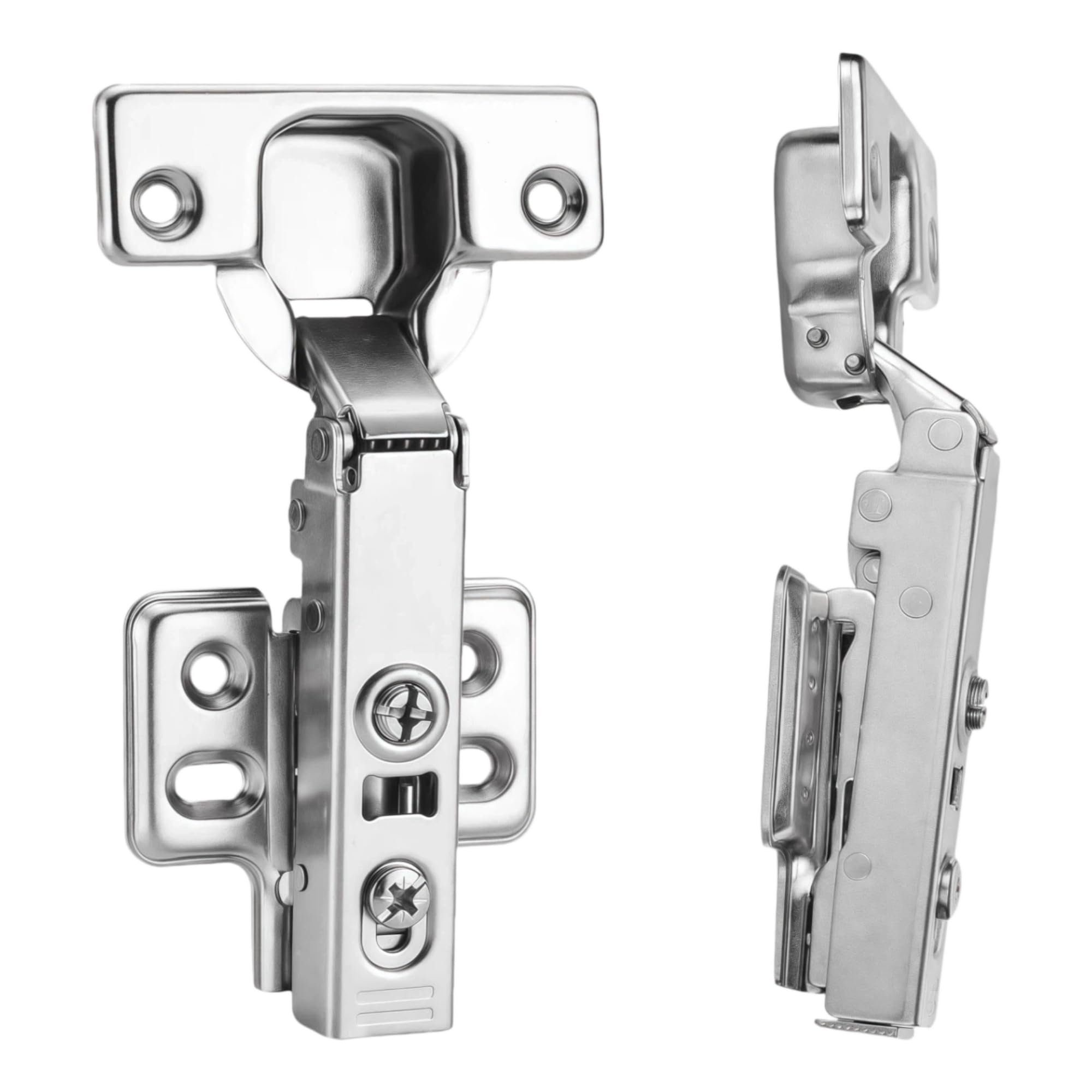 Luokim 40pcs Standard Cabinet Hinge,Fit for Frameless Cabinet,European Full Overlay,Soft Closing,Four-Hole mounting Plate Hinges,Nickel Plated Finish