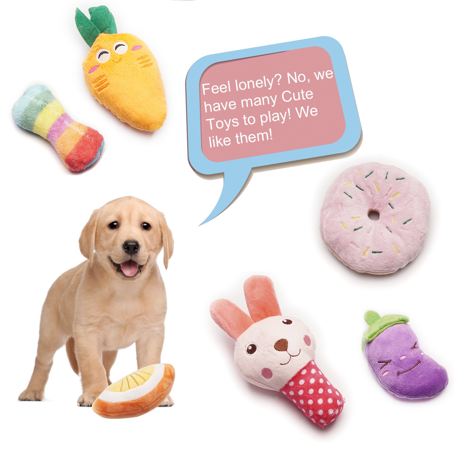 SZKOKUHO 9 Pack Puppy Squeaky Plush Dog Toys Set for Small Dogs to Bite
