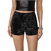 SHENHE Women's Sparkly Rhinestone Sexy High Waist Glitter Party Rave Mini Micro Shorts
